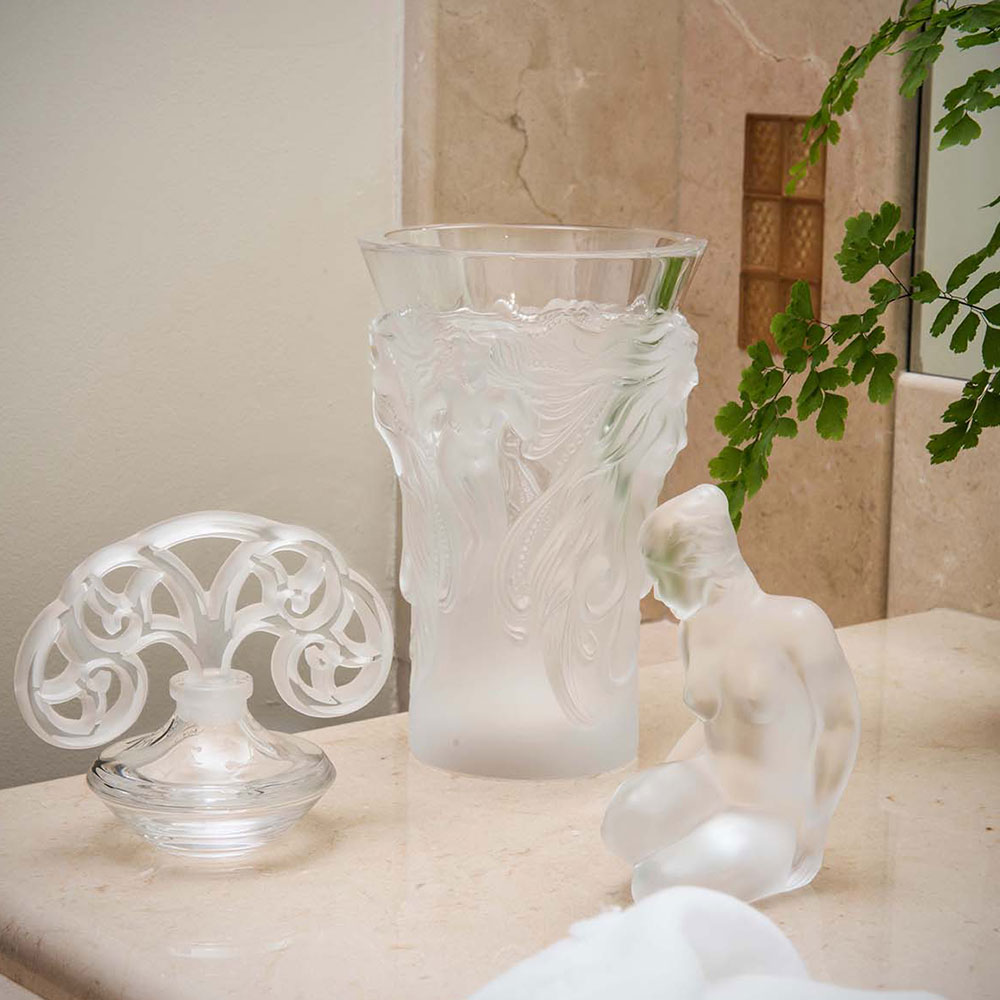 美品 LALIQUE ラリック Elisabeth Vase エリザベート ベース 1点 クリア 花瓶 花びん インテリア オブジェ SY6865G